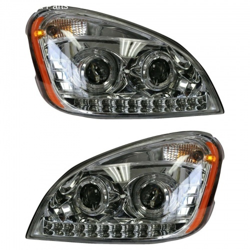 Freightliner Cascadia Projector Headlight with LED Stripe Pair 2008-2017 LH+RH